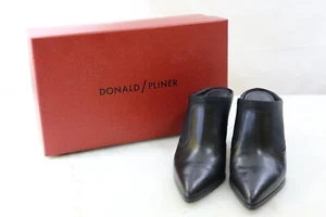 NEW with Box AUTH Donald Pliner Black Leather Pointed Toe Heeled Mules W Size 8 - Picture 1 of 10