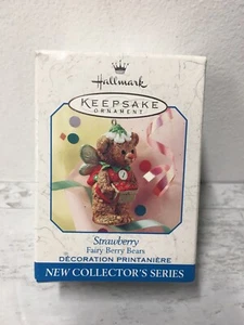 Strawberry hallmark Christmas ornament Fairy Berry Bears basket spring 1999 MIB - Picture 1 of 8