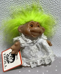 DAM Troll Bride White Lace Wedding Dress & Vail Lime Green Hair 1986 TAGS V RARE - Picture 1 of 9