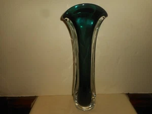 THAMES GLASS Newport RI Signed MATTHEW BUECHNER Hand Blown 13" Tulip Fan Vase - Picture 1 of 12