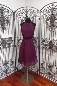 2702 Bill Levkoff 1400 GRÖSSE 8 AUBERGINE CHIFFON COCKTAIL LANGES KLEID KLEID $ 255 - Bild 1 von 11