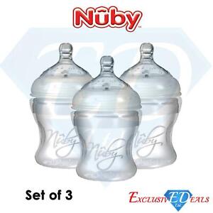 3 x Nuby Anti Colic Soft Silicone Bottle 150ml 0M+ Slow Flow Easy Latch