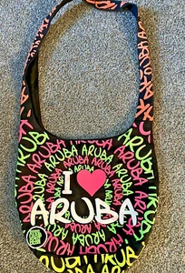 Black and Neon "ARUBA" Canvas Travel Tote Bag - Picture 1 of 2