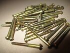41-VINTAGE SOLID BRASS WOOD SCREWS WITH ROUND SLOT HEADS, 1 1/2' LONG X #6=9/64'
