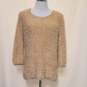 Chicos Pfirsich Rosa Strick Flauschig 3/4 Arm Pullover Pulli Metallic Party Gr. Small - Bild 1 von 7