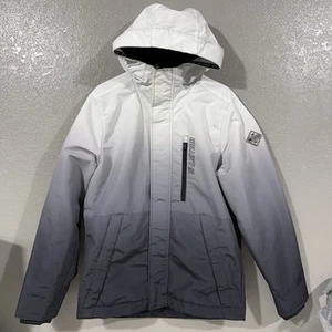 Hollister All Weather Jacket Men's Sz L White Black Gradient Zip Up Hooded - Picture 1 of 15