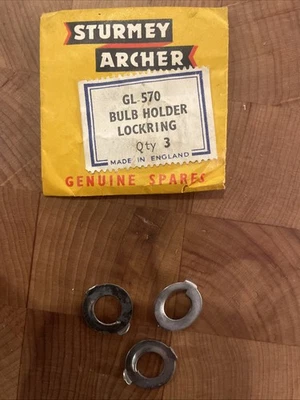Lote de 3 Anillos de Bloqueo Soporte Bombilla STURMEY-Archer Vintage Nuevo-Antiguo-Stock • GL570 (NJ) Foto 1 de 2