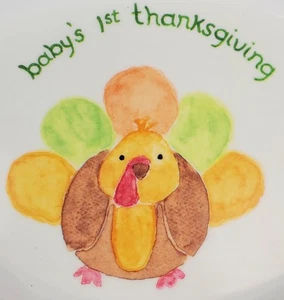 Plato de melamina dividida Pottery Barn Kids primer bebé de acción de gracias pavo - usado en excelente estado - Imagen 1 de 7