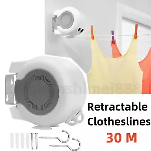 Double Retractable Washing Lines Heavy Duty Clothes Line Indoor Outdoor 30M Long - Picture 1 of 12