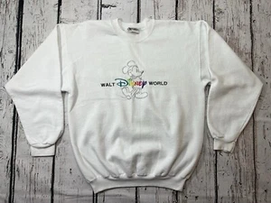 VTG Walt Disney World Mickey Mouse Embroidered 90s Crewneck Sweatshirt USA - M - Picture 1 of 10