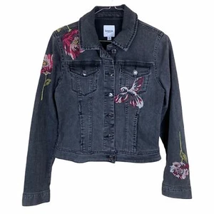 Jeansjacke Kensie geblümt grau bestickt - Bild 1 von 6