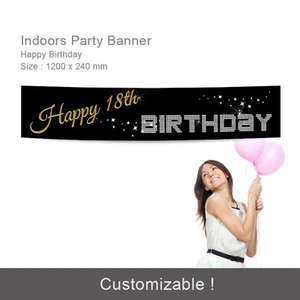 18th Girls Birthday Decoration Happy Party Banner Supplies Personalised Custom - Bild 1 von 5