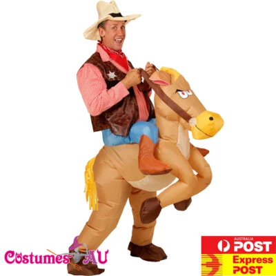Disfraz inflable para hombre paseo a caballo en jinete de animales adulto fiesta inflable  Foto 1 de 4