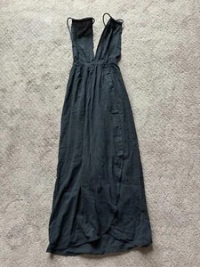 Caravana Hera Maxikleid Lederbesatz Baumwolle-Gaze Neckholder Schwarz Onesize - Bild 1 von 6