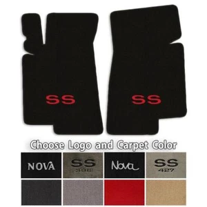 2pc Classic Loop Carpet Floor Mats for 1969-1988 Nova SS - Choose Color & Logo - Picture 1 of 10