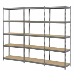 3 x Grey Steel Garage Shelving/Racking Unit 1500mmH x 750mmW x 300mmD 150KG UDL - Picture 1 of 3