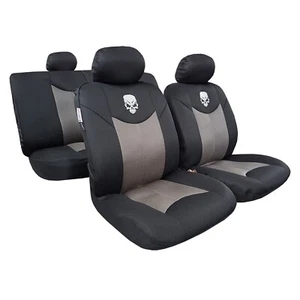 Car Truck Seat Covers Universal Fit Black Grey Spacer Mesh Skull Front Rear - Picture 1 of 3