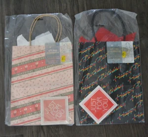 BIRTHDAY Paper Gift Bags Coordinates by AG Tag & Tissue 2 Vintage NOS Lot - Picture 1 of 4