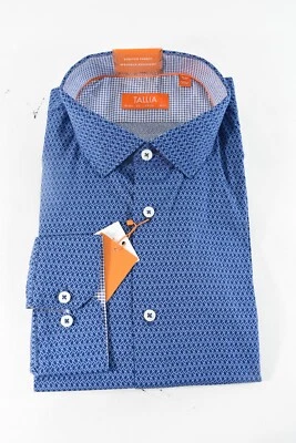Camisa de vestir Tallia para hombre nueva L 16-16,5 32/33 diseño azul diseño geométrico ajustado Foto 1 de 4