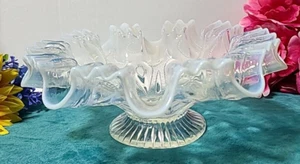 Rare Antique Dugan Edwardian Opalescent Footed Bowl, 3 in 1 Ruffled Rim - 9"D - Picture 1 of 7