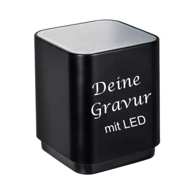 Bluetooth®-Lautsprecher mit Licht REFLECTS-GALAWAY BLACK mit Gravur graviert  - Bild 1 von 4