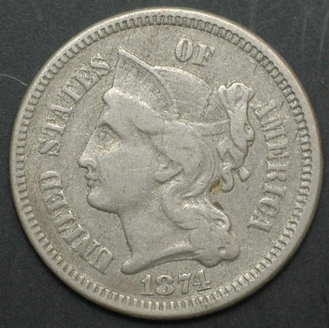 1874 US Three Cent Nickel 3 cent type coin Cover
