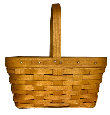Vintage 1998 Longaberger Small Easter Spring Market Basket Single Handle Country Cover
