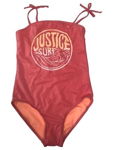 Justice Surf Girls Pink 1pc Swim Swimming Bathing Suit Pink & Orange L (12-14) - Picture 1 of 2