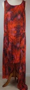 Piper Dress Asymmetrical Hem Sleeveless Red Abstract Midi Front Waist Ties KS221 - Picture 1 of 7