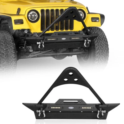 For 97-06 Jeep Wrangler TJ Texture Black Stinger Front Bumper w/ Winch Plate  Foto 1 de 4