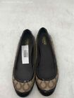 Coach Womens Brown Black Signature Round Toe Slip On Ballet Flats Size 38