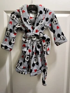 Disney Junior Mickey Mouse Boy's Grey Plush Robe Sz 2T - Picture 1 of 8