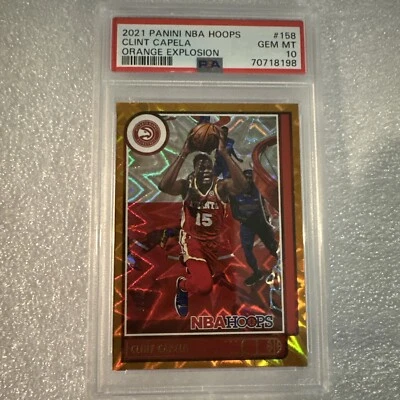 2021 Panini NBA Hoops Clint Capela #158 Orange Explosion /25 PSA 10 Hawks - Image 1 of 4