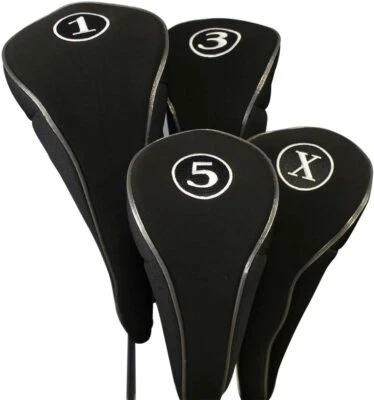 PACIFIC GOLF CLUBS NEW DRIVER FW 1 3 5 X BLACK ZIPPER GOLF CLUB HEAD COVERS FULL WOOD HEADCOVER SET