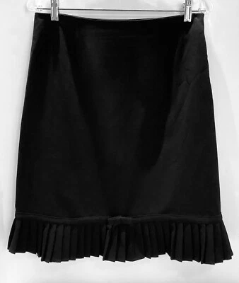 Falda negra línea A para mujer con volantes plisados parte inferior poli rayón spandex talla 10 Foto 1 de 4