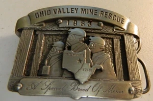 Vintage 1983 Ohio Valley Mine Rescue Belt Buckle - Stainless Nice! - Picture 1 of 4