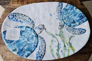 Sigrid Olsen Melamine Sea Turtle Oval Platter Embossed - Picture 1 of 4