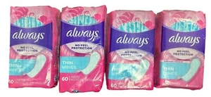 Paquete de 4 forros diarios finos Always No Feel Protection, sin perfume - total 240ct - Imagen 1 de 4