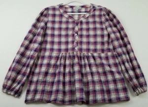 Luukse Top Damen 1X Plus Mehrfarbig Kariert Rundhals Langarm Bluse Viskose - Bild 1 von 9