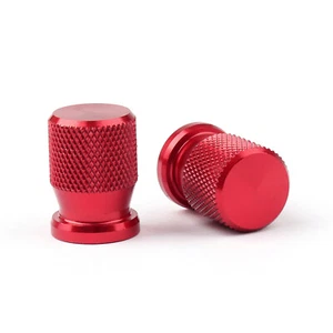 2Pcs Cnc Anti-Thief Tire Valve Stem Caps Red For Car Truck Bike Scooter - Picture 1 of 7