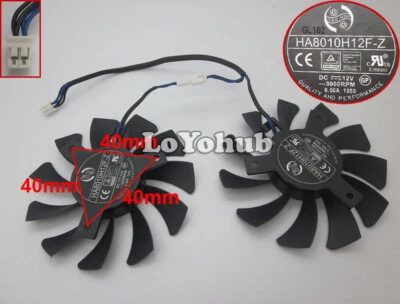 For MSI GeForce GTX1050Ti Graphics Fan Dual Fan 2Pin HA8010H12F-Z 12V 0.5A - Image 1 of 4