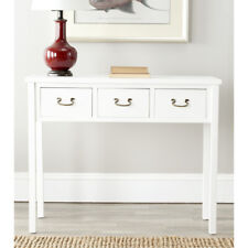 SAFAVIEH Console Table 40 in. Rectangular Wood Frame in White (3-Drawer)