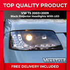Fits Vw T5 Caravelle 03>09 Black Twin Projector Led Headlights Audi Style Lamps