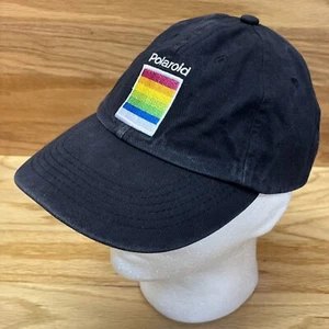 Polaroid Film Camera Hat Black Adjustable Strapback Embroidered Rainbow Logo Cap - Picture 1 of 10