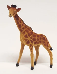 Figura de plástico flocada jirafa de colección juguete animal de safari zoológico difuso - Imagen 1 de 2