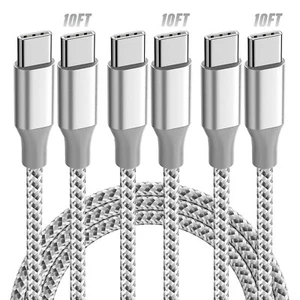 USB C Cable,3 Pack 10FT 60W Fast Charging USB C to USB C Cable, Durable Type C C - Zdjęcie 1 z 7