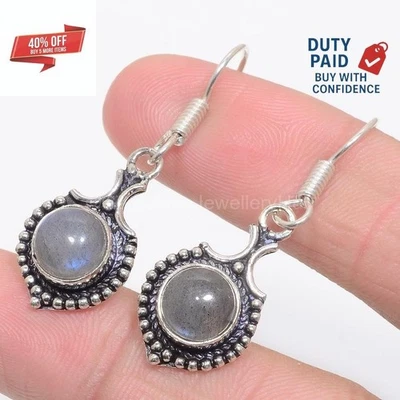 Christmas Sale Natural Labradorite Drop Dangle Wife Hook New Earrings 925 Silver - Image 1 of 4