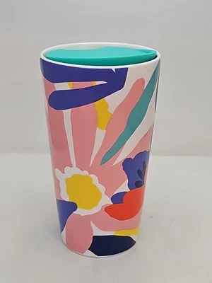 Starbucks 2021 Floral Bright Flowers Watercolor Ceramic Travel Tumbler Mug 12 oz - Image 1 of 4