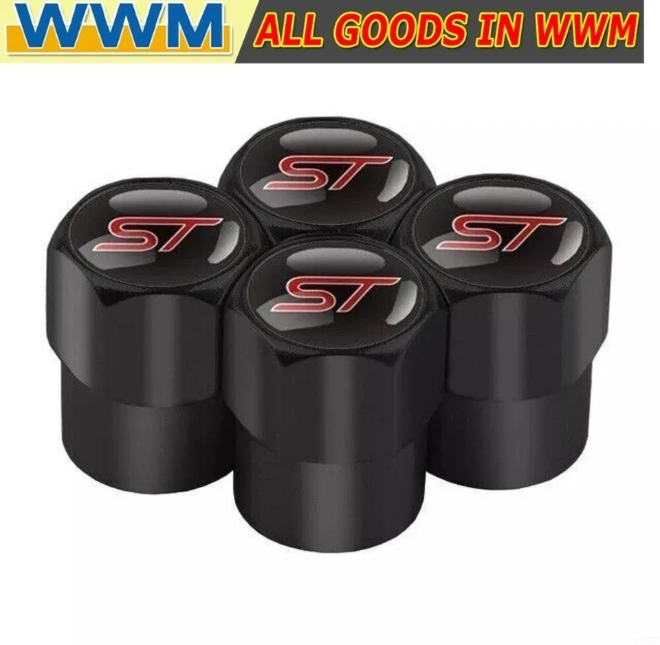4Pcs/Set Ventilkappen Reifen For Ford ST-Logo Aluminium - Schwarz Ventilkappen * - Image 1 of 1