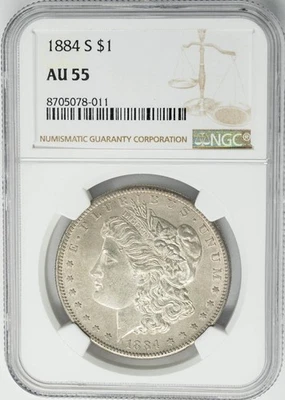 1884-S Morgan Silver Dollar $ AU55 NGC 950571-67 - Image 1 of 3